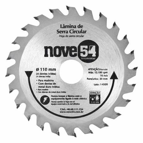 Lâmina de Serra Circular 110 mm - 4.3/8"" Nove54