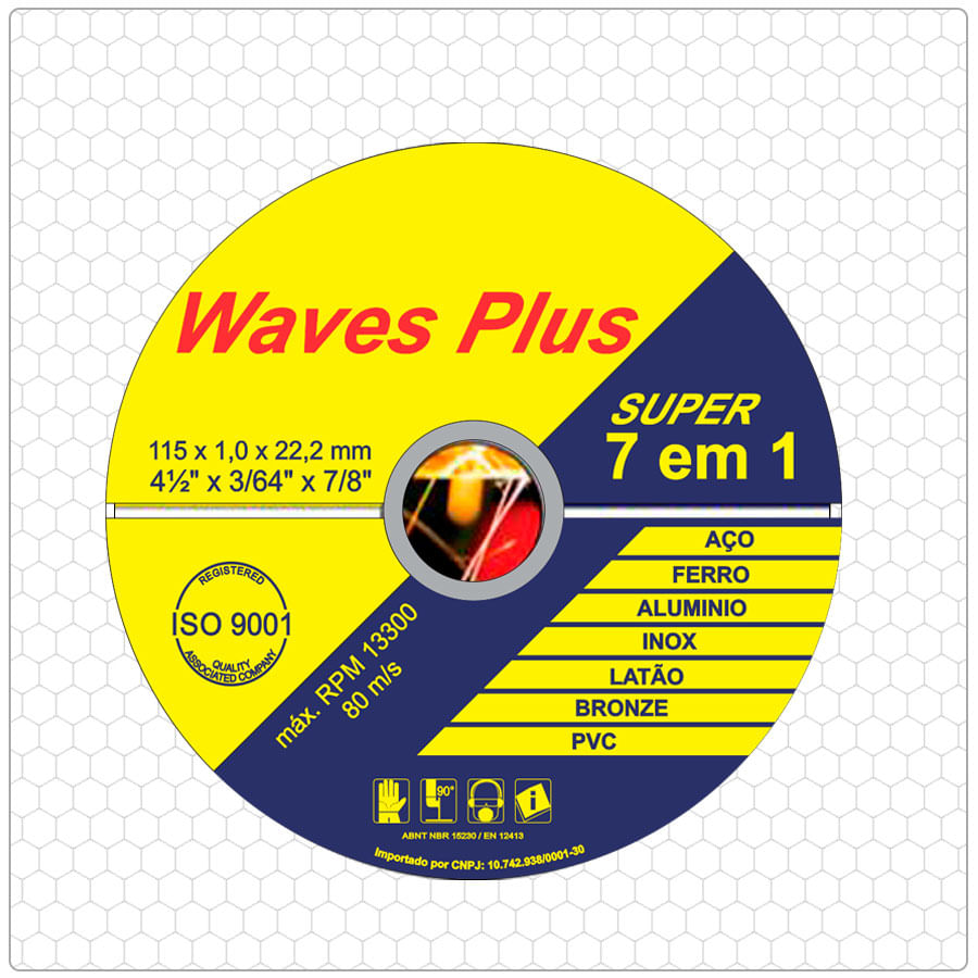 Disco de Corte 04.1/2' x 3/64"" x 7/8"" Inox Waves