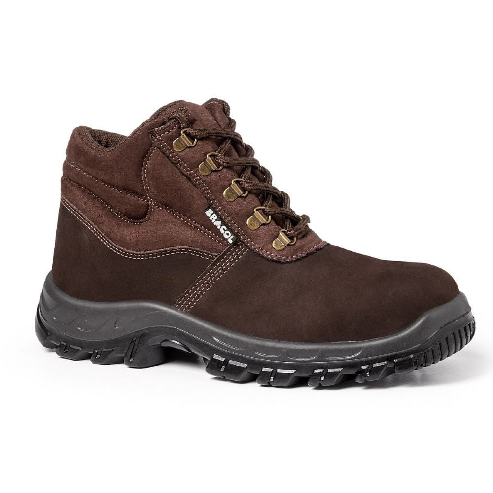 Bota Camurça Bico Plástico c/ Cadarço Marrom n°35 Bracol