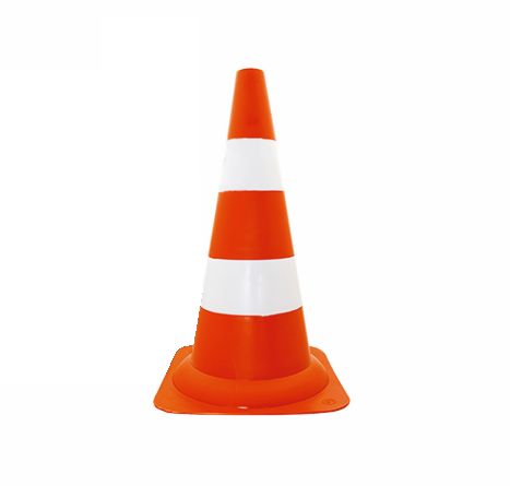 Cone Sinalização 50cm Laranja com 2 Faixas Brancas Rígido Deltaplus