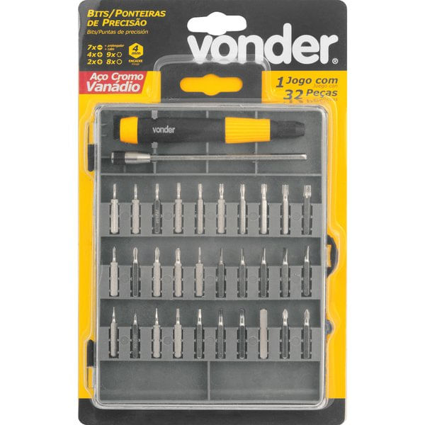 Jogo de Bits 32 peças p/ Ponteira precisão 4mm Vonder
