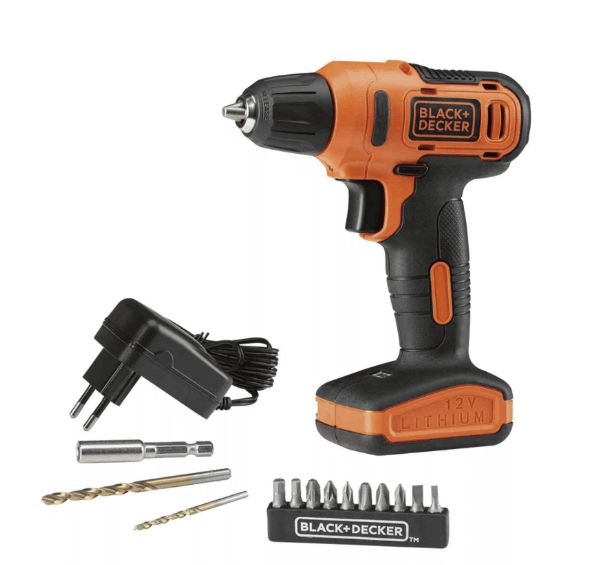 Parafusadeira e Furadeira Bateria 12v 3/8 10mm com 13 peças Black & Decker