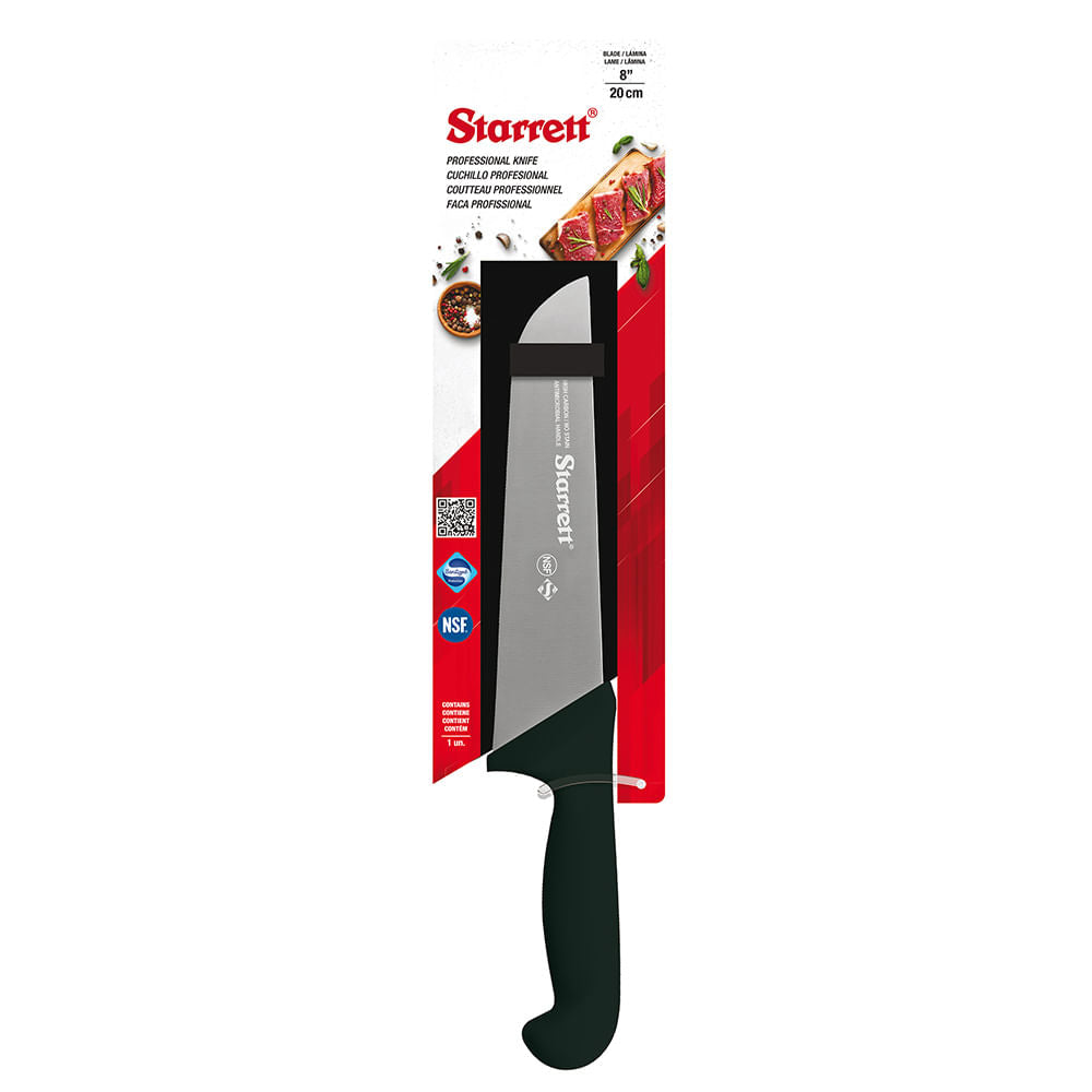 Faca Starrett Carne Refile Mesa 10" 25cm Cabo Preto