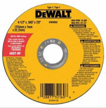 Disco Corte 04.1/2""X1""X7/8"" Inox Metal G60t Dewalt