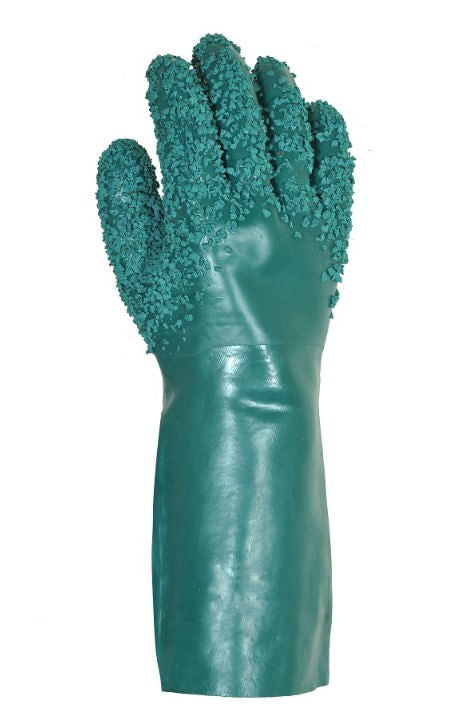 Luva Segurança Pvc Verde 35cm Forro Granulada Plastcor