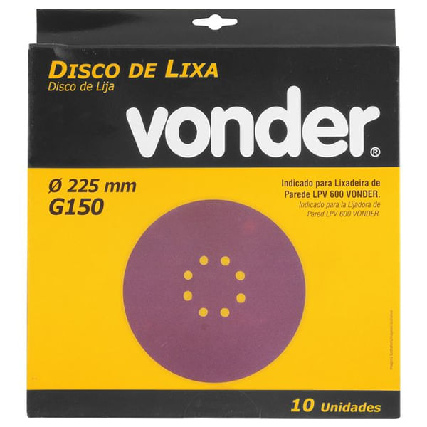 Disco de Lixa G-150 225mm 10 Pecas Vonder