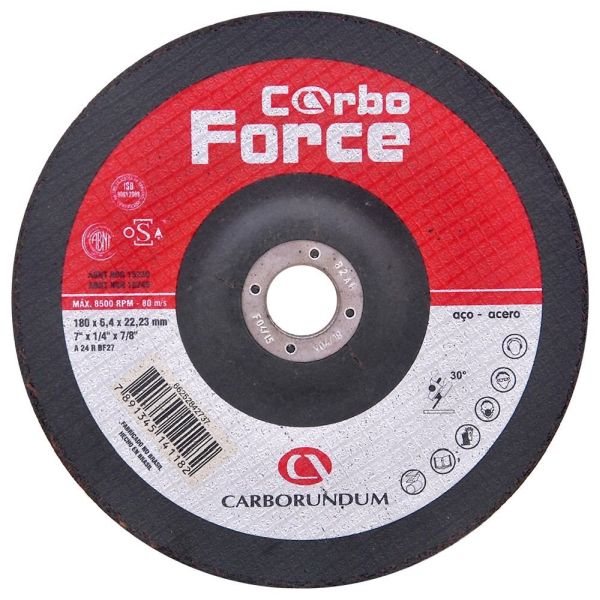 Disco Desbaste 07x1/4x7/8 A24R-T27 Carbo Force Carborundum