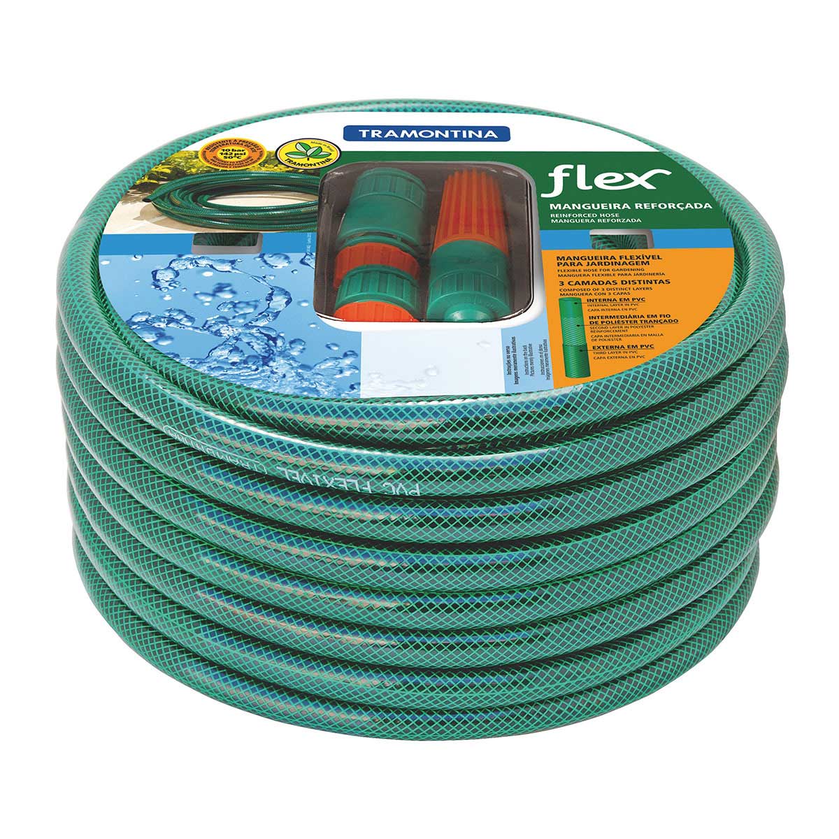 Mangueira Tramontina Jardim 10mt Com 5 Peças 1/2" Verde
