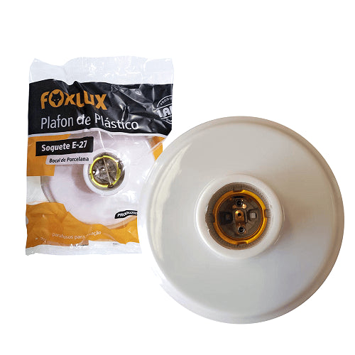 Base PVC BCO Plafon Com/Bocal Porcelana FOXLUX
