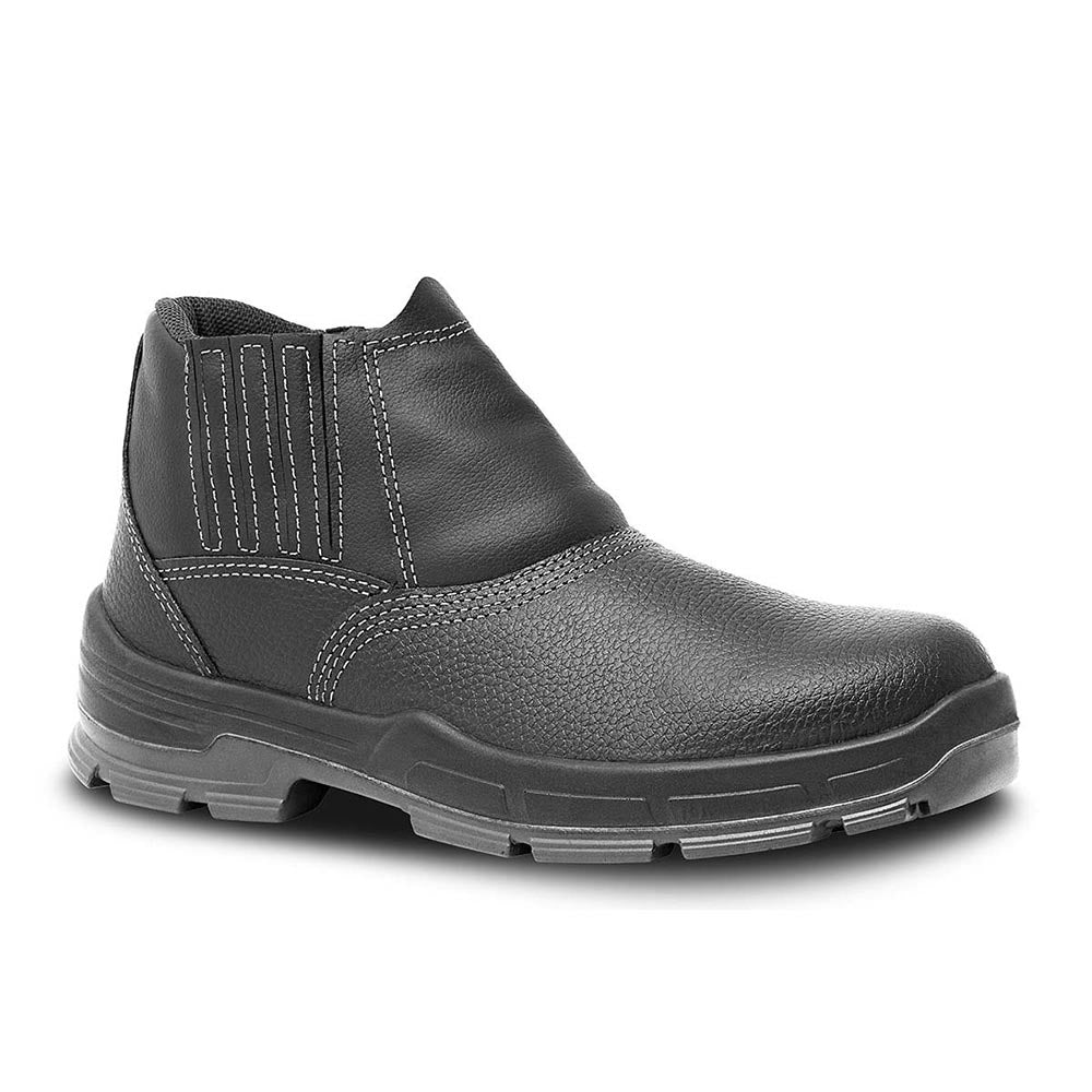Bota de Couro Vaqueta Bico Aço sem Cadarço C/C Preta Nº42 Bracol