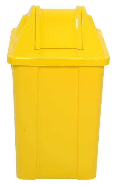 Lixeira Jsn Newtur 60L Quadrado Com Tampa Vai-Vem Amarelo