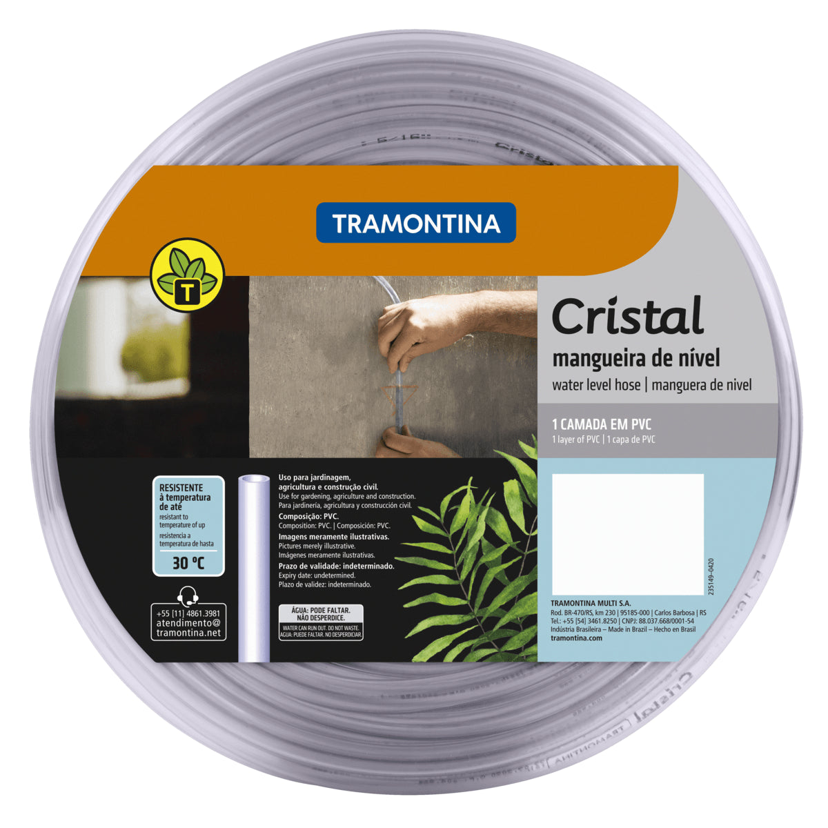Mangueira de Nível Cristal 5/16"" em PVC 1 Camada 30m Tramontina