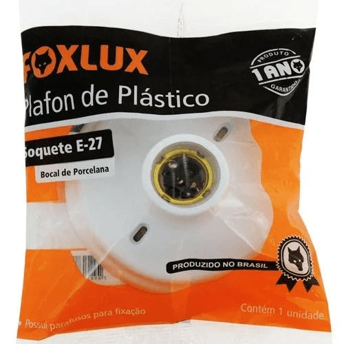 Base PVC BCO Plafon Com/Bocal Porcelana FOXLUX