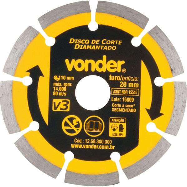 Disco Diamantado 110mm Segmentado V3 Vonder