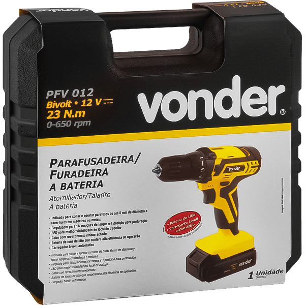 Parafusadeira/Furadeira à Bateria Vonder 3/8" 12V com Maleta