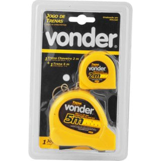Trena curta de aço com 5 m e trena chaveiro 2 m TCV 2005 Vonder