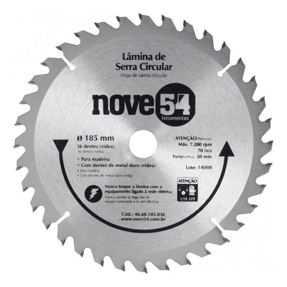 Serra Circular Widia 185mm 36 Dentes Nove54