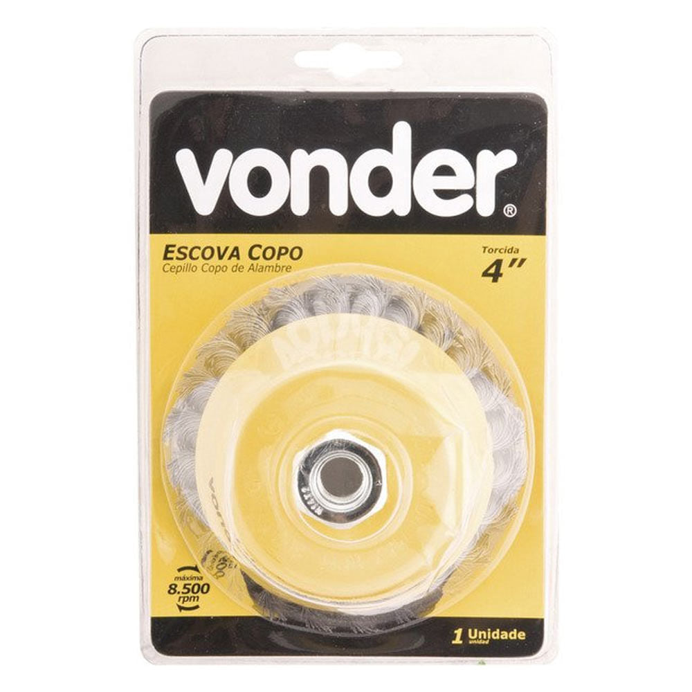 Escova Aço Trançado Copo 04"" VONDER