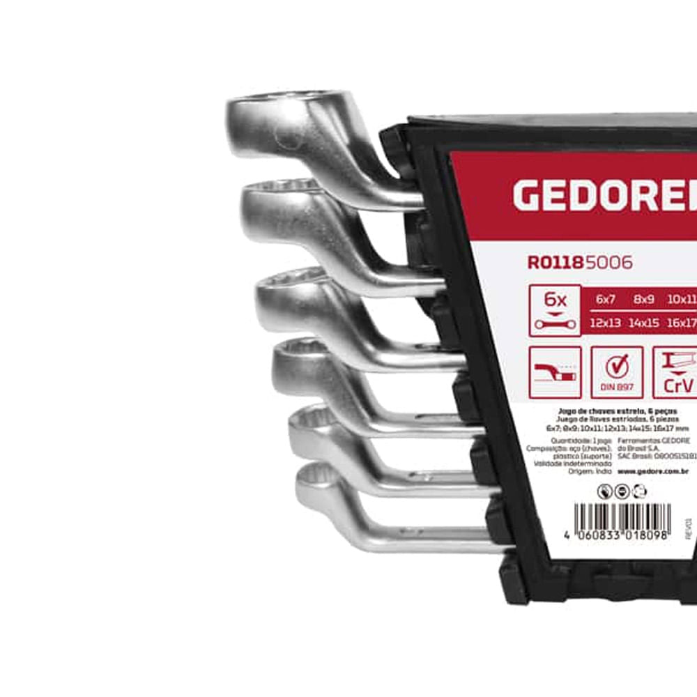 Jogo de Chaves Fixa Gedore Red 06 A 17mm 6Peças