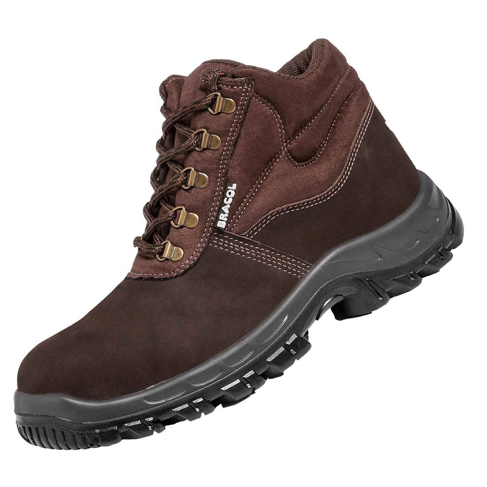 Bota Camurça Bico Plástico c/ Cadarço Marrom n°35 Bracol
