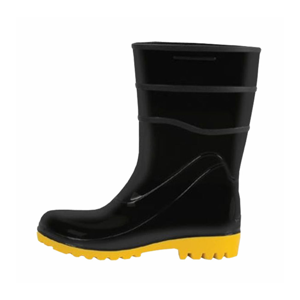 Bota de PVC 28cm com Forro N38 Preto solado Amarelo CA37456 Bracol