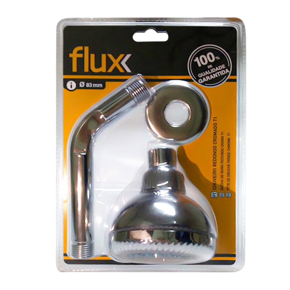 Chuveiro Redondo Cromado 83mm T1 Tubo Flux