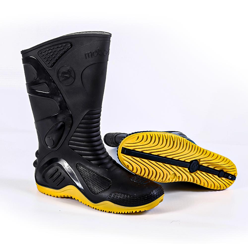 Bota Pvc Preto Com Solado Amarelo 29cm N°43 Motosaf