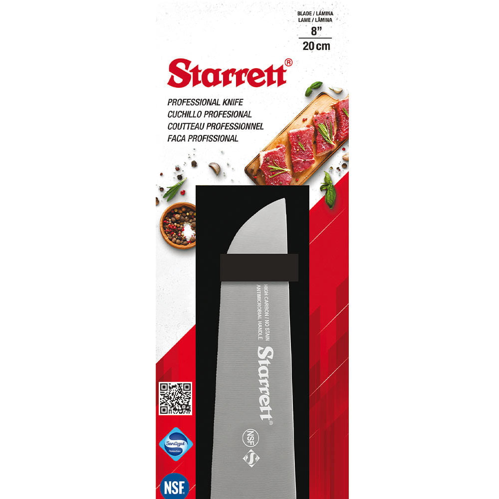 Faca Starrett Carne Refile Mesa 10" 25cm Cabo Preto