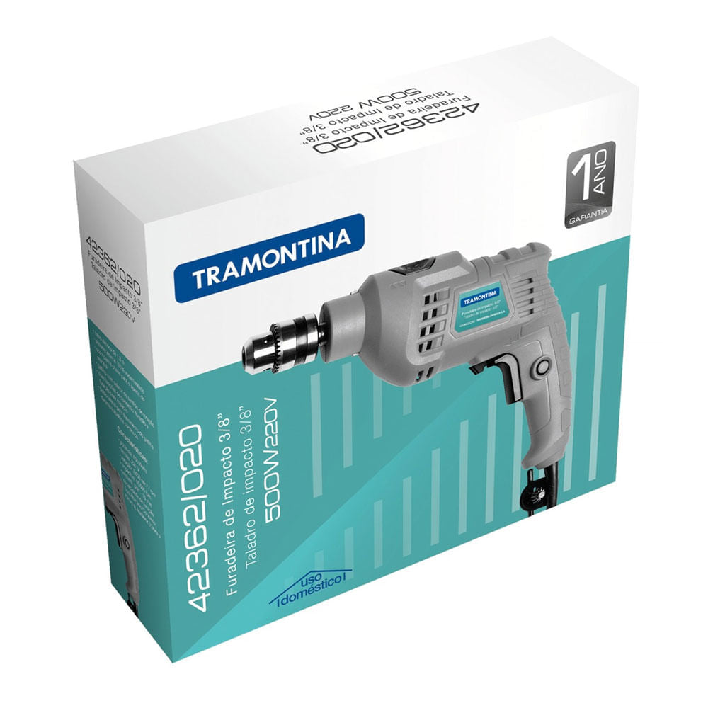 Furadeira de Impacto 10mm 3/8"" 500W Tramontina