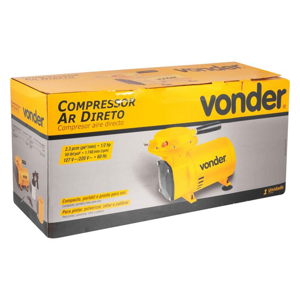 Compressor Ar Direto 1/2hp Bivolt Vonder c/ Acessórios
