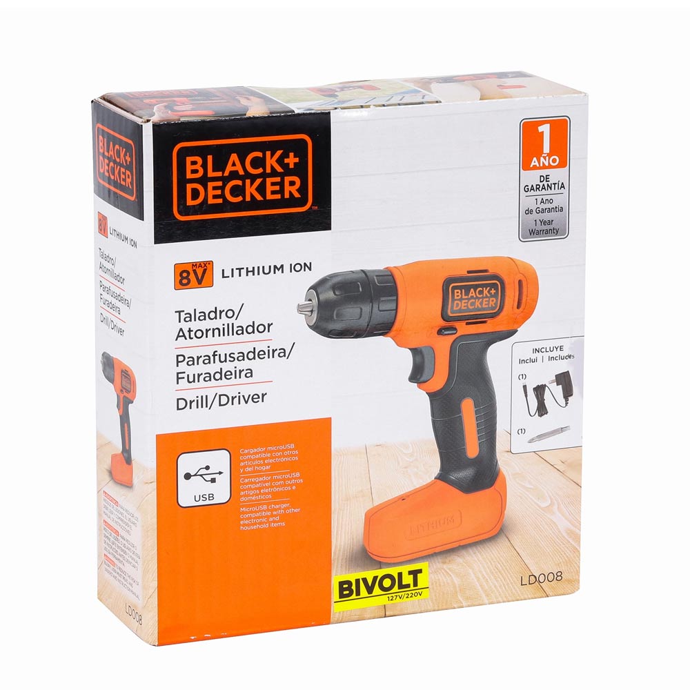 Paraf/Furad Bateria 08,0V 3/8"-10MM LD008 BLACK DECKE