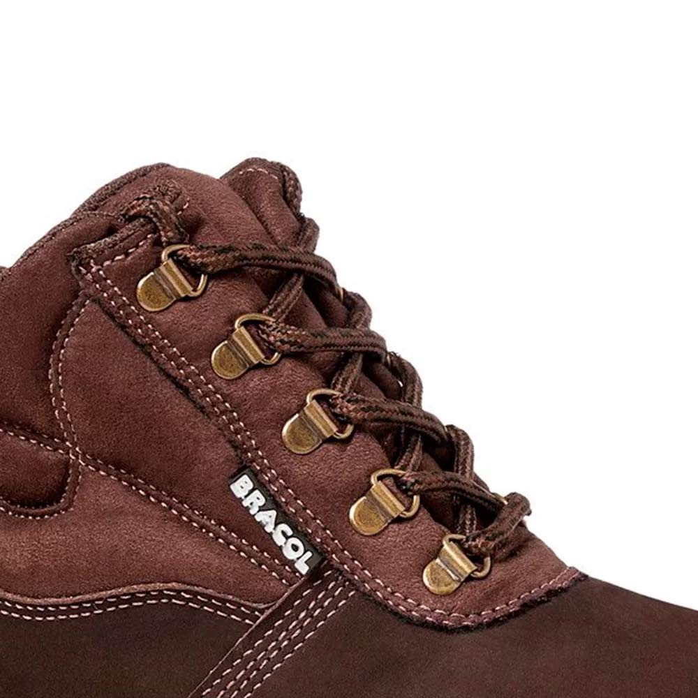 Bota Camurça Bico Plástico c/ Cadarço Marrom Nº42 Bracol