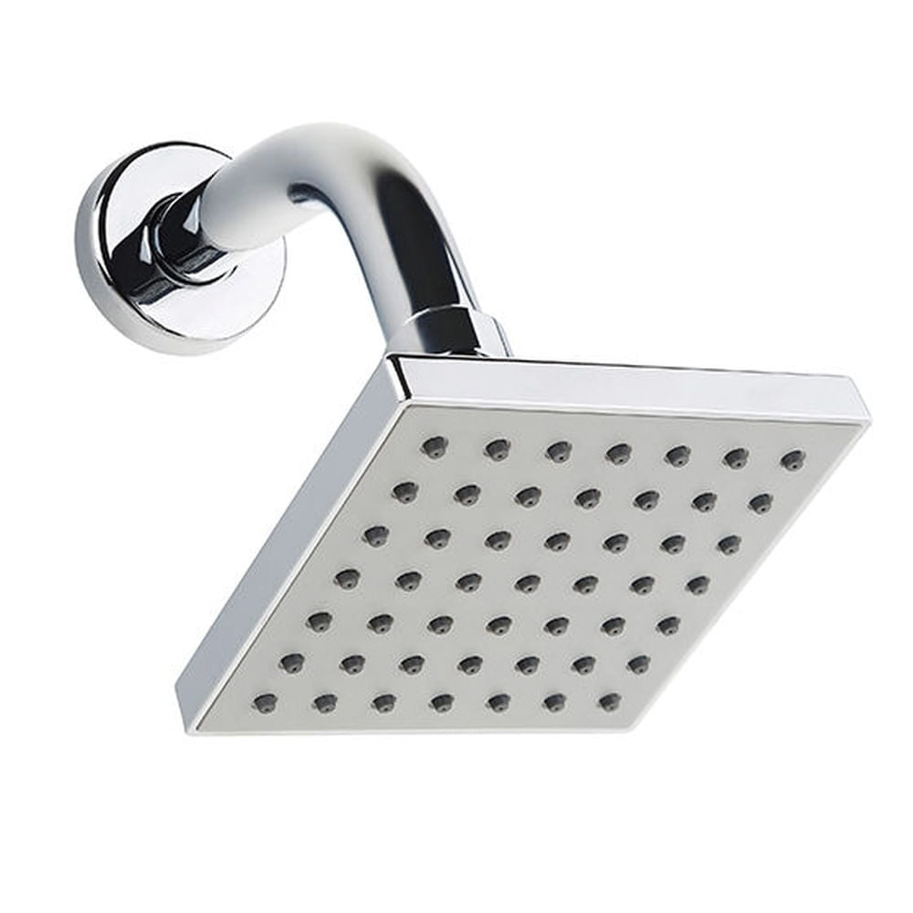 Chuveiro Quadrado Cromado 85x85 1A Tubo Flux