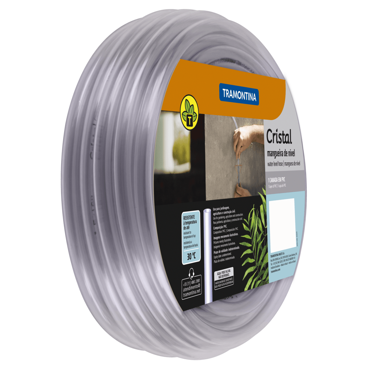 Mangueira de Nível Cristal 5/16"" em PVC 1 Camada 25 m Tramontina