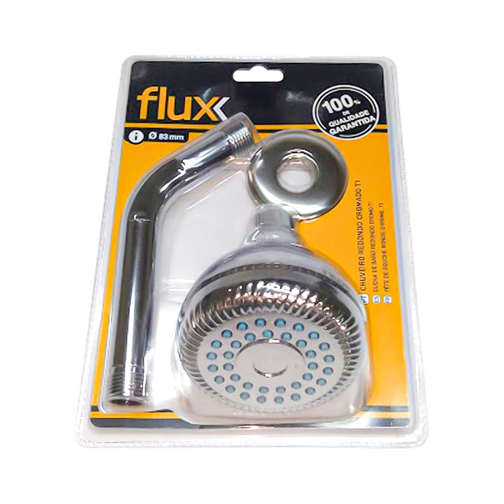Chuveiro Redondo Cromado 83mm T1 Tubo Flux
