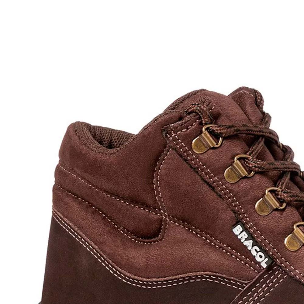 Bota Camurça Bico Plástico c/ Cadarço Marrom Nº46 Bracol
