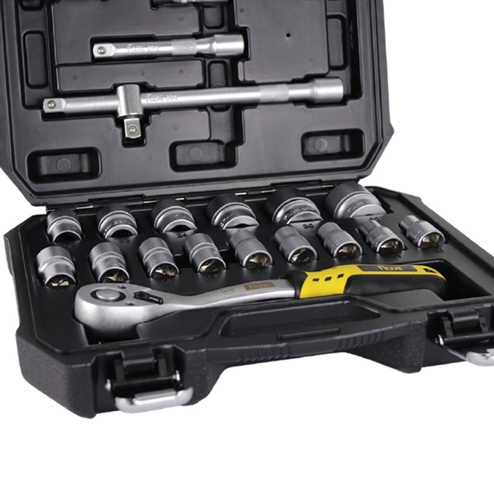Jogo de Soquete 032 com 22peças 10-32mm Sextavado com Maleta Flux