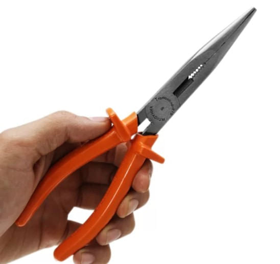 Alicate Meia Cana Bico Longo Reto Isolado 1.000V 8" Tramontina
