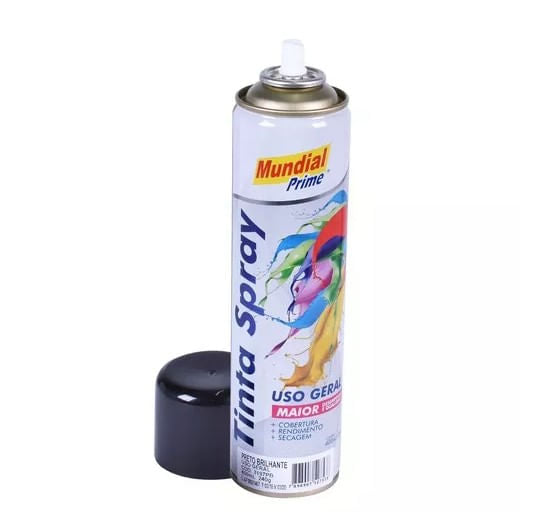 Tinta Spray 400ml Preto Brilhante Mundial Prime