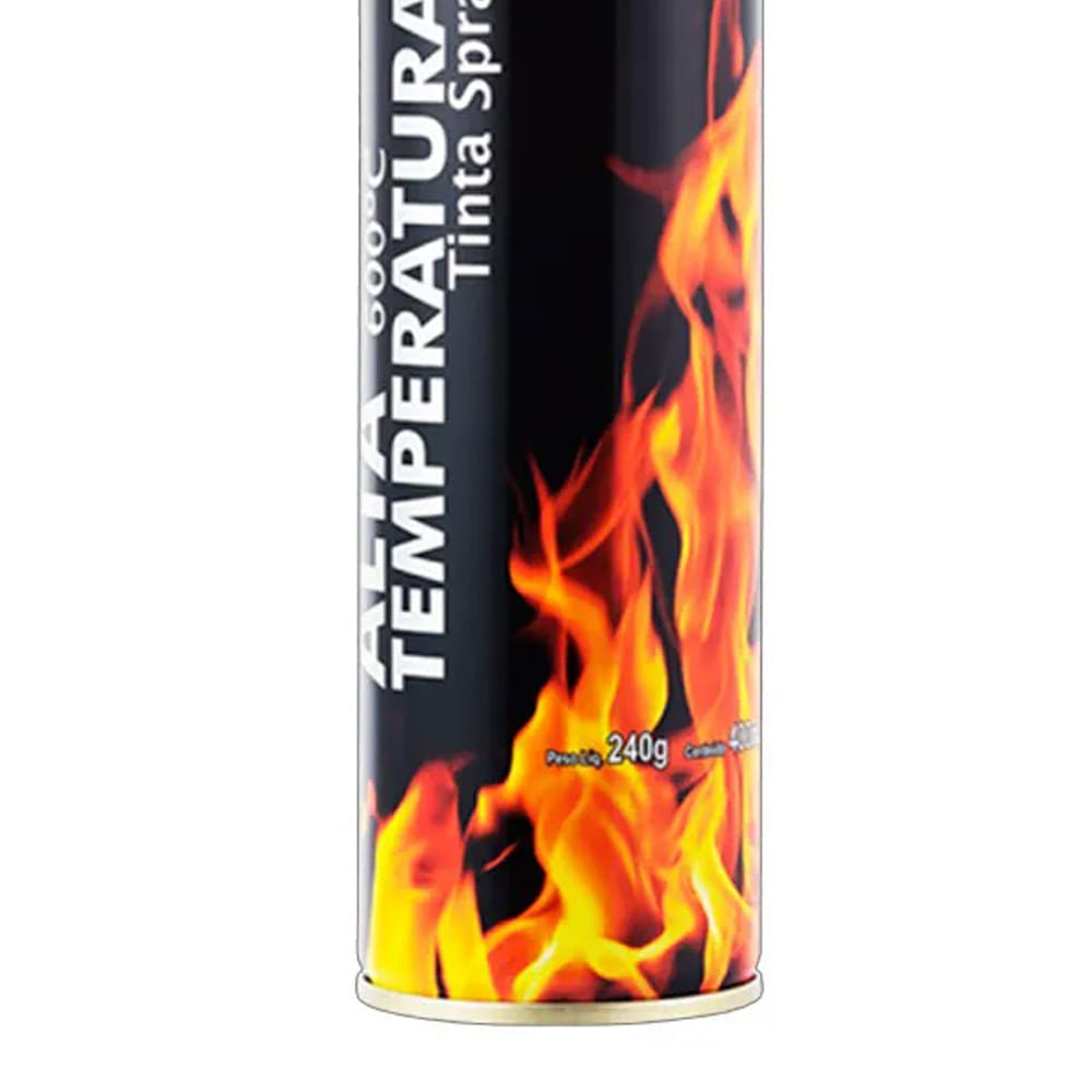 Tinta Spray 400ml Preto Fosco Alta Temperatura Mund Prime