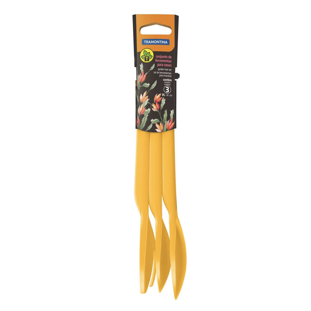 Conjunto para Jardinagem em Plástico Amarelo 3 Peças Tramontina