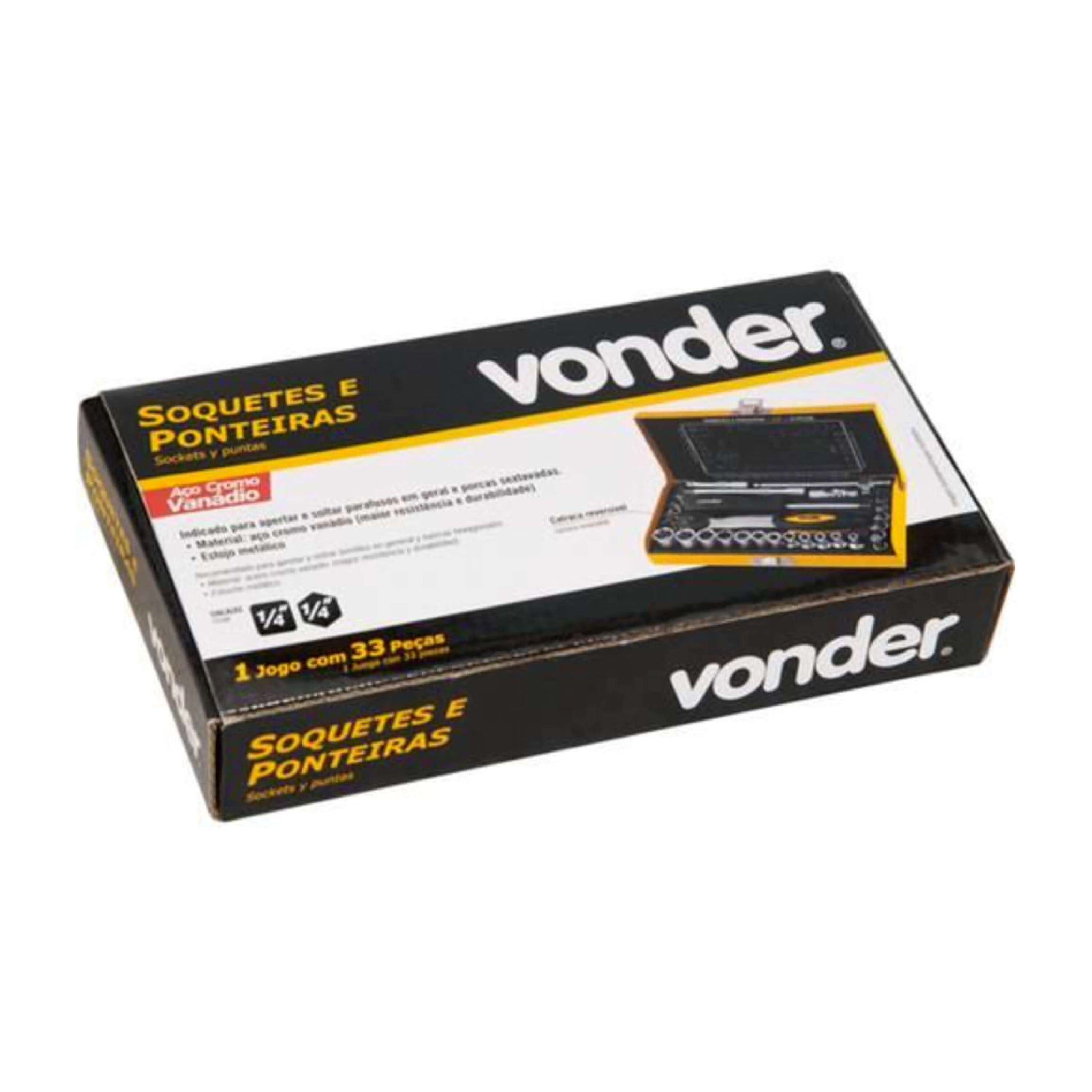 Jogo de Soquete 1/4'' com 33 peças Vonder