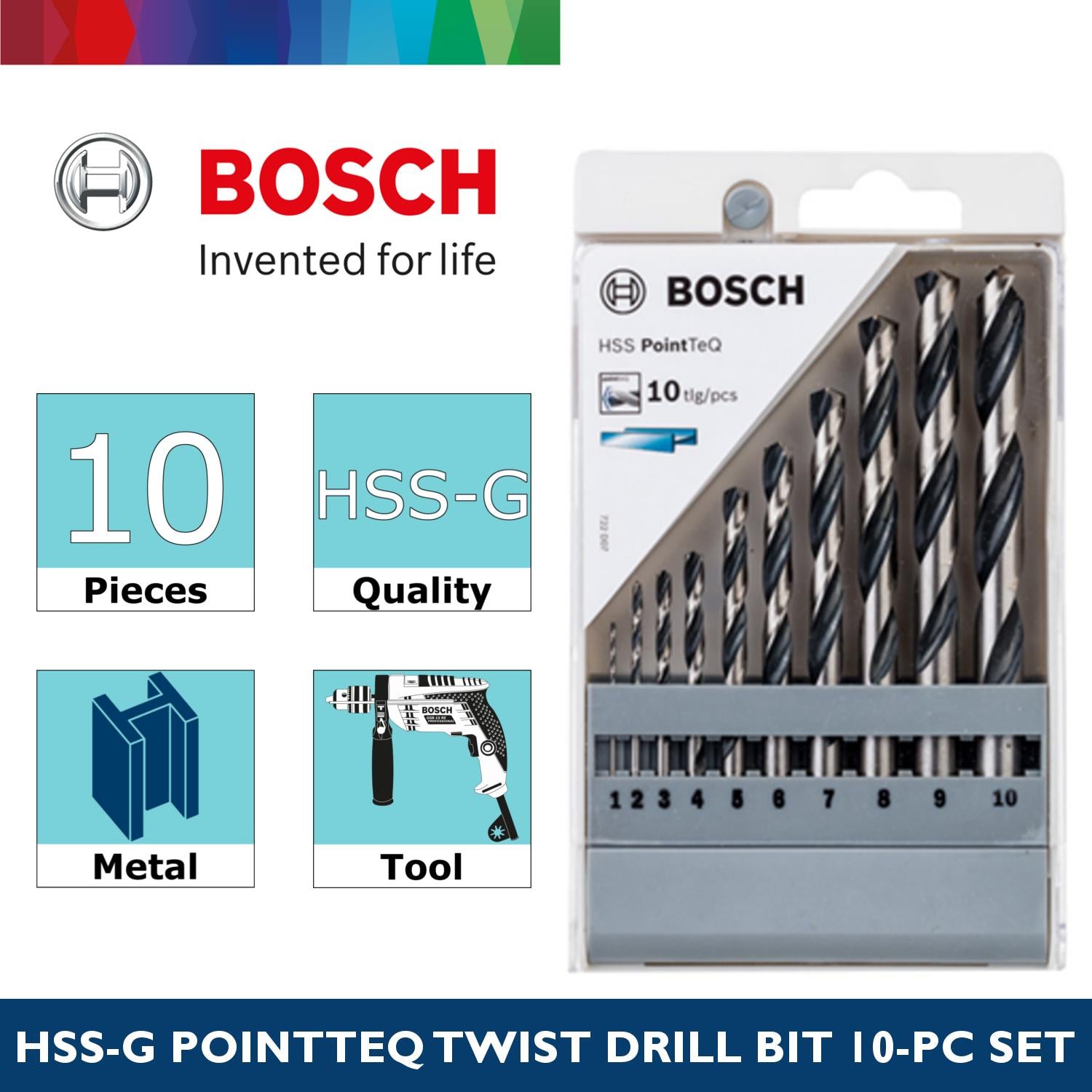 Jogo de Brocas com 10 Pçs 1,0 a 10mm AR Bosch