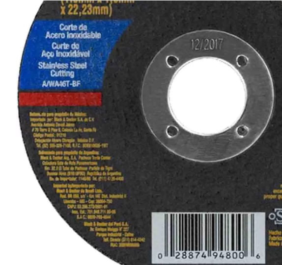 Disco de Corte 04.1/2""X1/16X7/8"" para Metal Dewalt