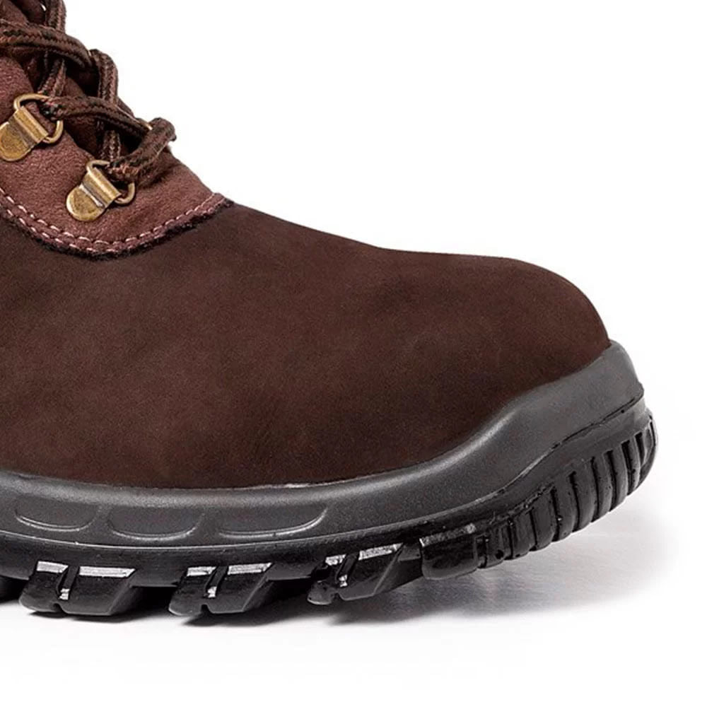 Bota Camurça Bico Plástico c/ Cadarço Marrom n°38 Bracol