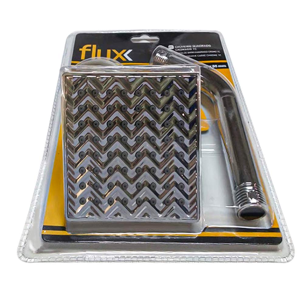 Chuveiro Quadrado Cromado 85x85 1C Tubo Flux