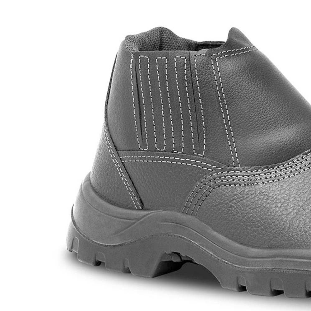 Bota de Couro Vaqueta Bico Aço sem Cadarço C/C Preta Nº41 Bracol