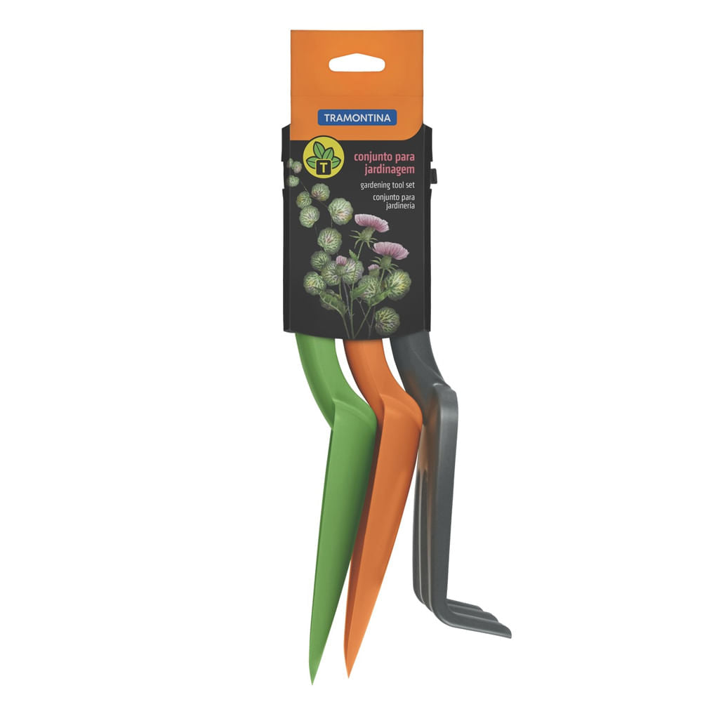 Conjunto Para Jardinagem 3 Peças Plástico Colorido Tramontina