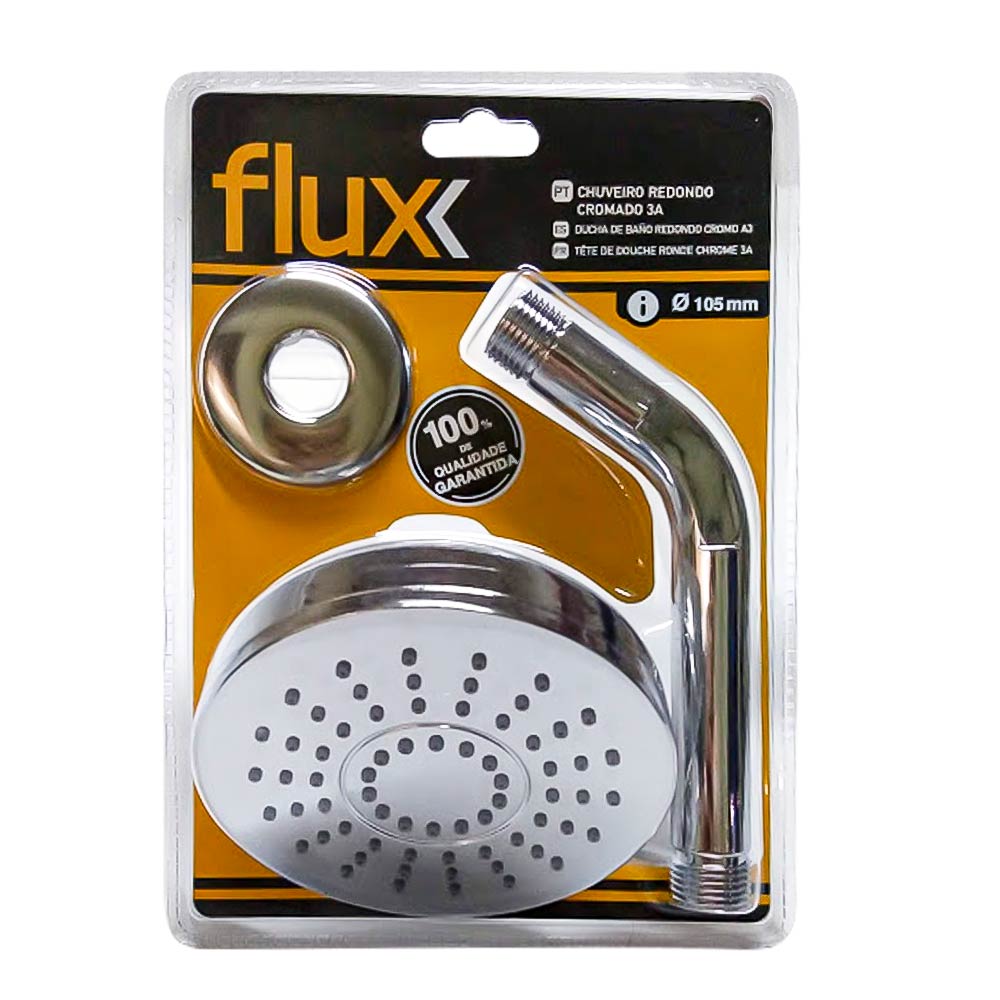Chuveiro Redondo Cromado 105mm 3A Tubo Flux