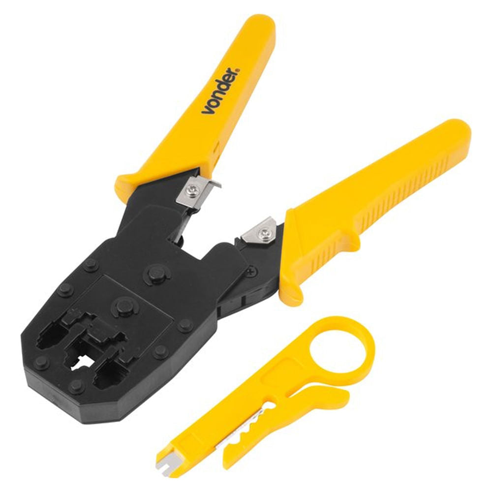 Alicate Crimpador Plug 3x1 RJ11 RJ12 RJ45 ac245/8 Vonder